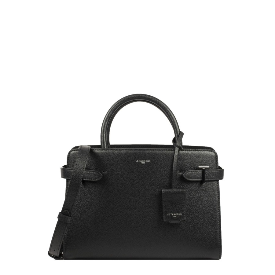 Femme Le Tanneur Sac Porte Main | Sac A Main En Cuir Emilie Le Tanneur Noir