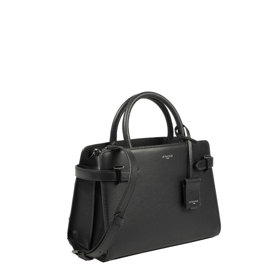 Femme Le Tanneur Sac Porte Main | Sac A Main En Cuir Emilie Le Tanneur Noir