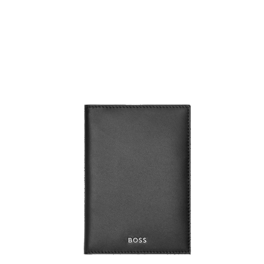 Homme Hugo Boss Porte Cartes | Porte Cartes En Cuir Classic Smooth Hugo Boss Noir