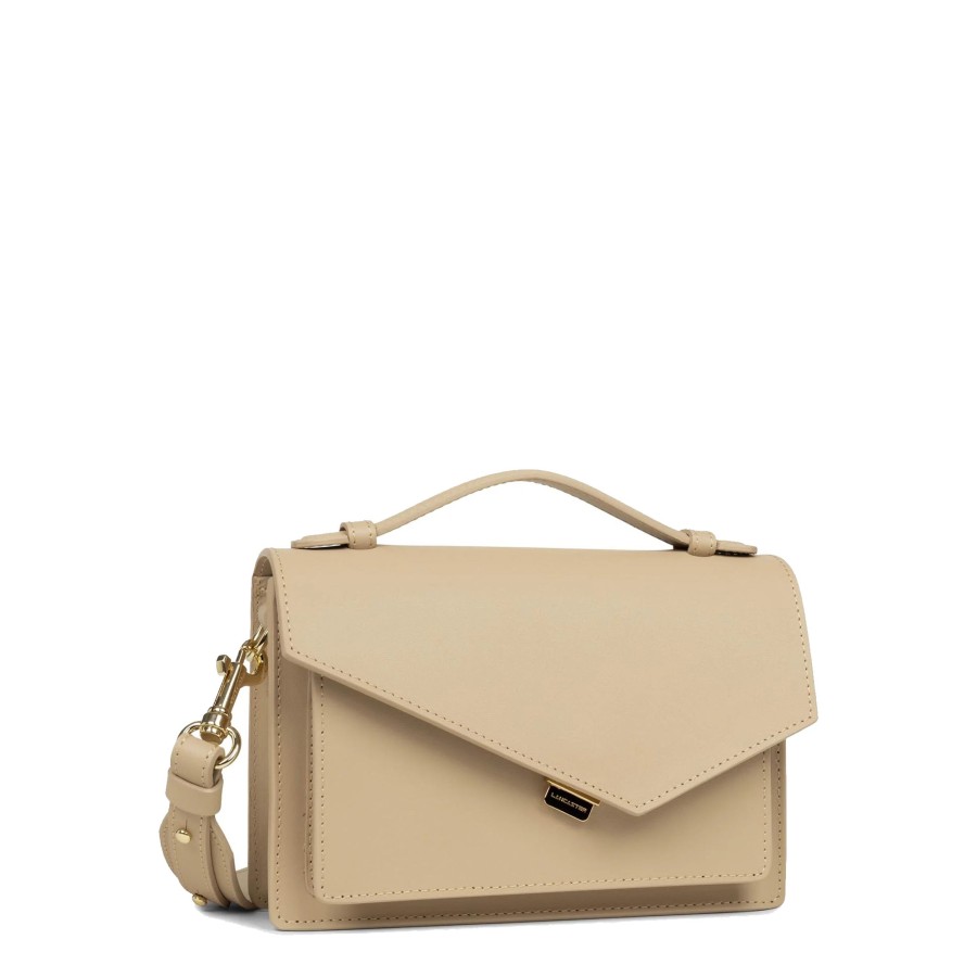 Femme Lancaster Sac Porte Main | Sac Travers En Cuir Zoe Lancaster Beige Fonce