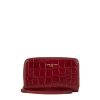 Femme Lancaster Portefeuille | Portefeuille En Cuir Exotic Croco Lancaster Deep Rouge