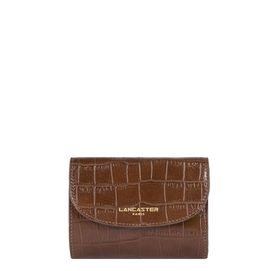 Femme Lancaster Portefeuille | Portefeuille En Cuir Exotic Croco Lancaster Marron