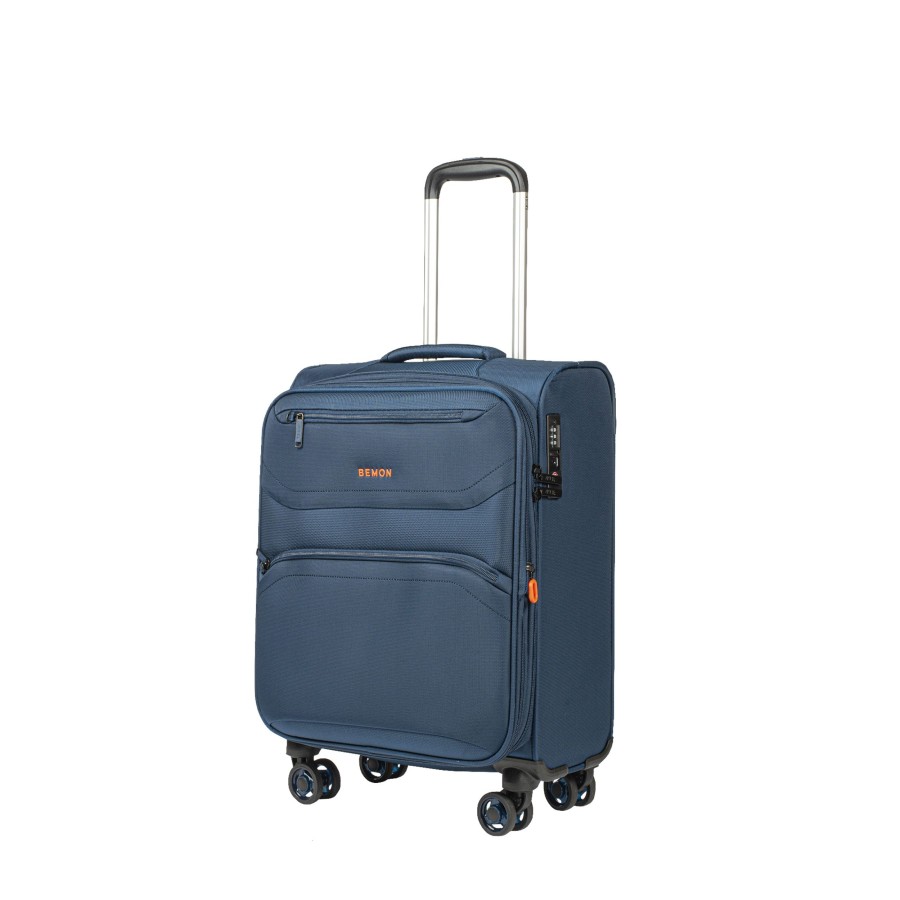 Bagages Bemon Valise 4 Roues Souple | Valise Cabine Extensible 4 Roues 55Cm Menton Bemon Bleu