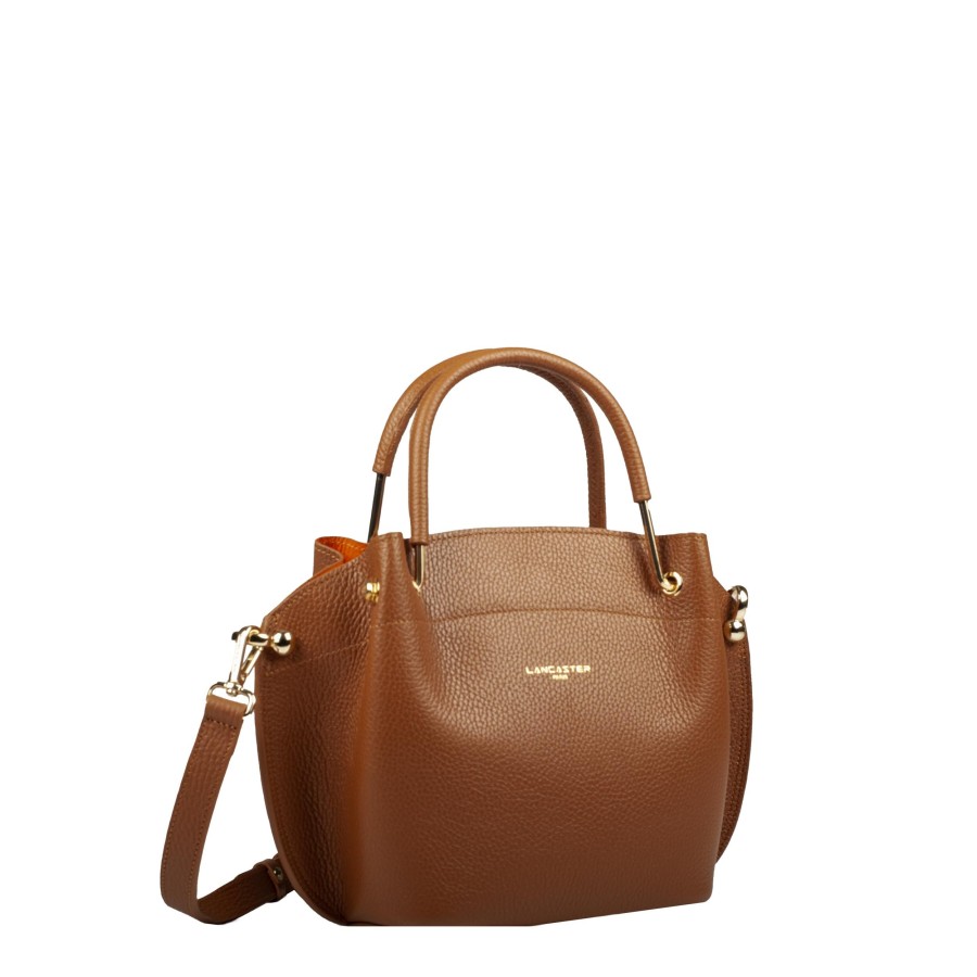 Femme Lancaster Sac Porte Main | Sac A Main Louisa En Cuir Foulonne Double Camel