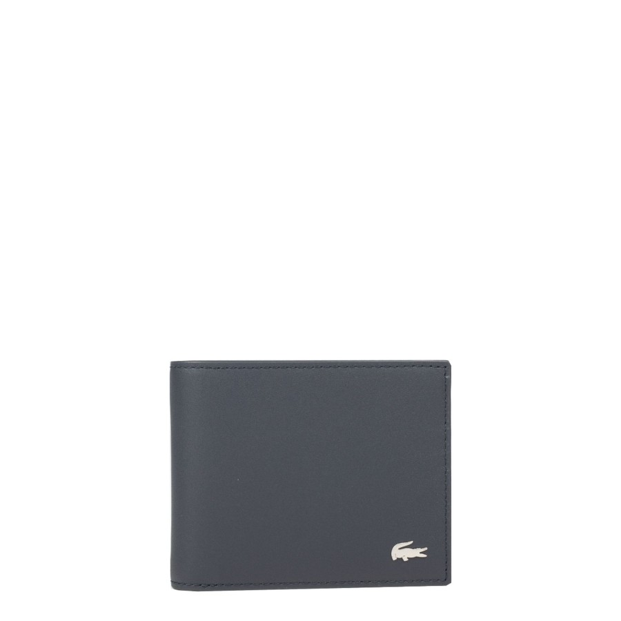 Homme Lacoste Porte Cartes | Porte Cartes En Cuir Bleu Marine Fg Lacoste