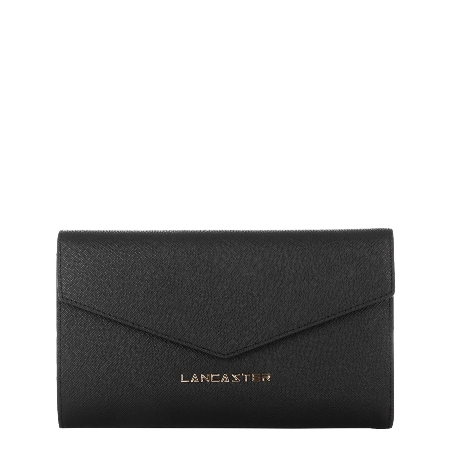 Femme Lancaster Portefeuille | Compagnon En Cuir Saffiano Signature Lancaster Noir