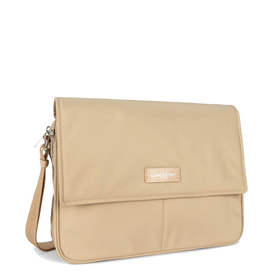 Femme Lancaster Sac Porte Bandouliere / Porte Travers | Grand Sac Gibeciere Basic Vita Lancaster Sable