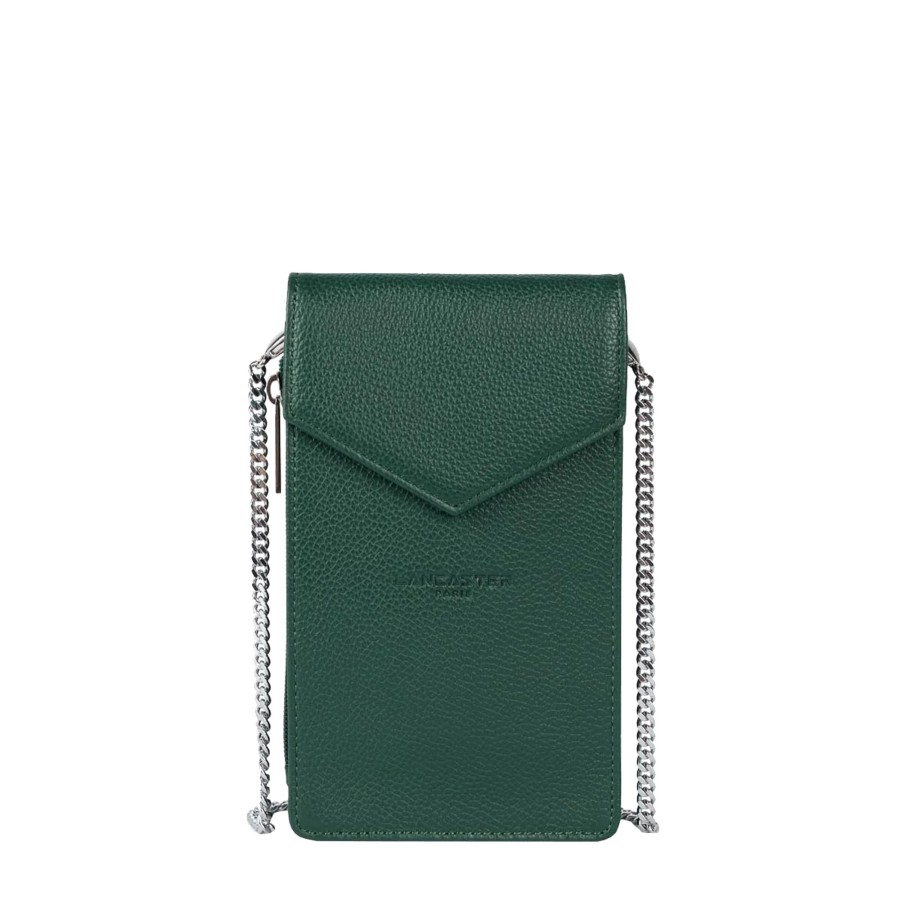 Femme Lancaster Pochette | Etui Telephone En Cuir Foulonne Pm Lancaster Vert Fonce