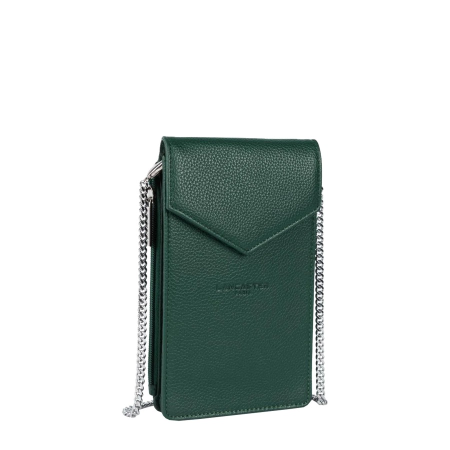 Femme Lancaster Pochette | Etui Telephone En Cuir Foulonne Pm Lancaster Vert Fonce