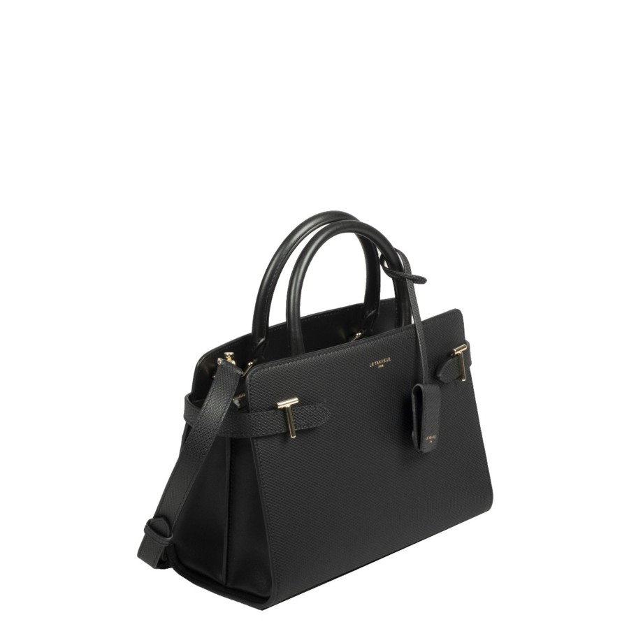 Femme Le Tanneur Sac Porte Main | Sac A Main En Cuir Emilie Le Tanneur Noir