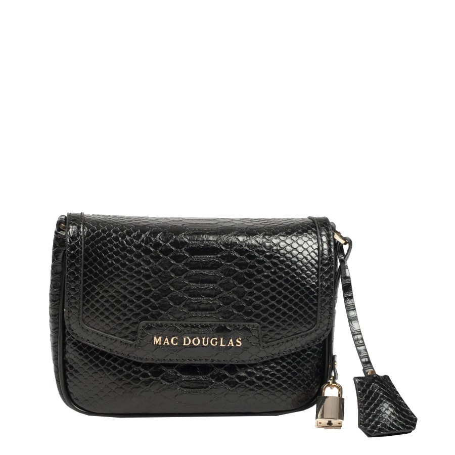 Femme Mac Douglas Sac Porte Bandouliere / Porte Travers | Sac Travers S Kiribati Bryan Mac Douglas Noir Python