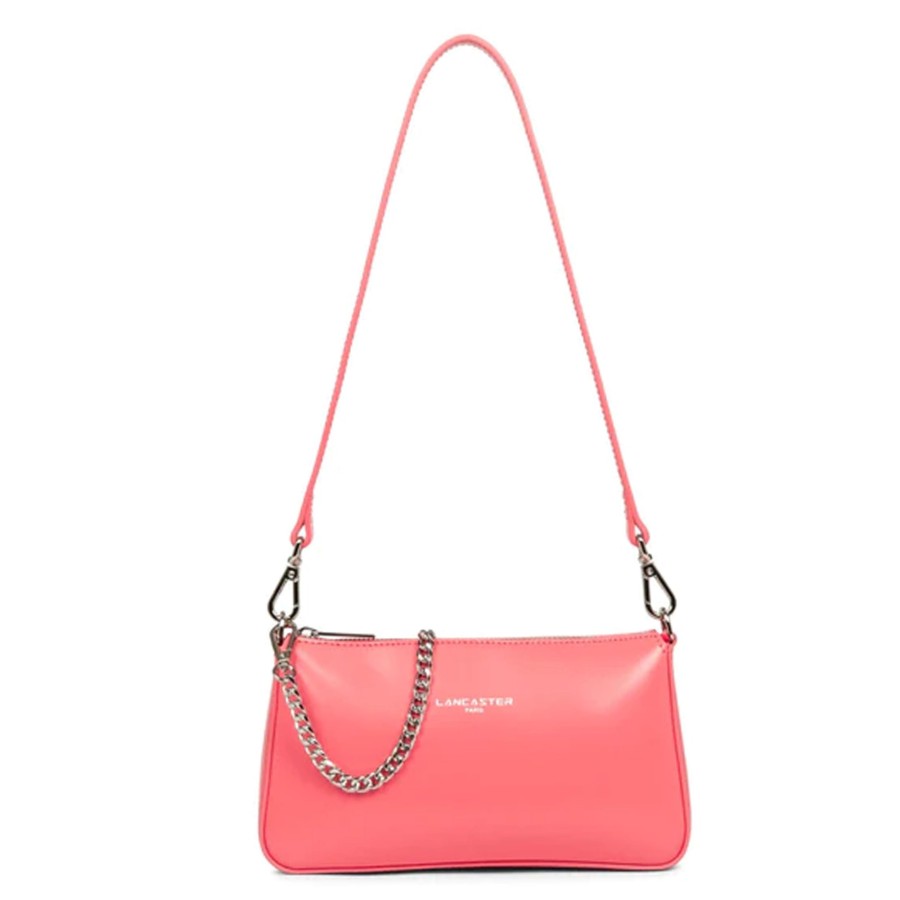 Femme Lancaster Sac Porte Epaule | Pochette En Cuir Suave Even Lancaster Rose Bonbon