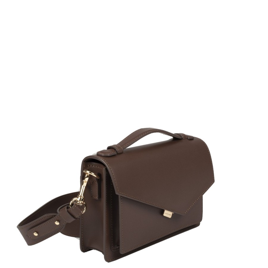 Femme Lancaster Sac Porte Main | Sac Travers En Cuir Zoe Lancaster Marron