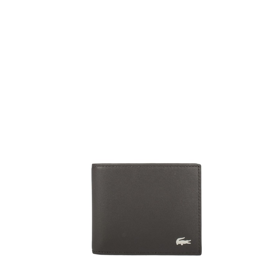 Homme Lacoste Porte Cartes | Porte Cartes En Cuir Marron Fg Lacoste