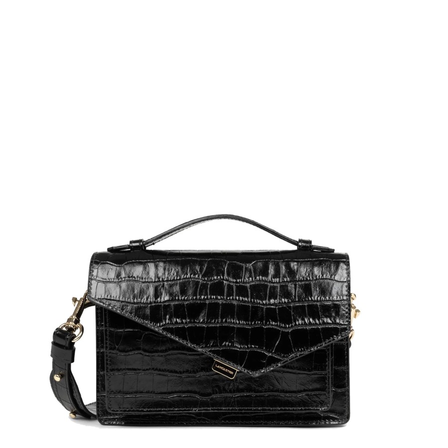 Femme Lancaster Sac Porte Main | Sac Travers En Cuir Zoe Lancaster Noir Croco