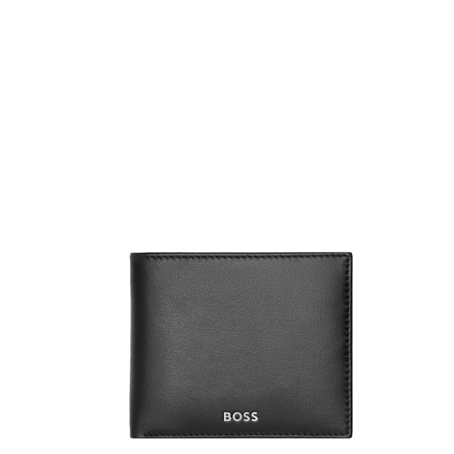 Homme Hugo Boss Portefeuille | Portefeuille Italien En Cuir Classic Smooth Hugo Boss Noir