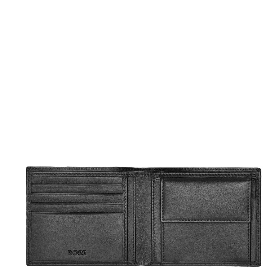 Homme Hugo Boss Portefeuille | Portefeuille Italien En Cuir Classic Smooth Hugo Boss Noir