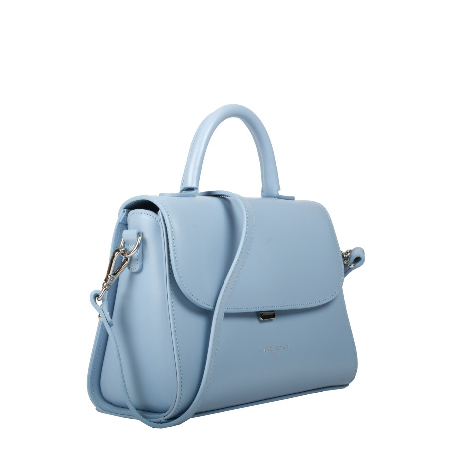 Femme Lancaster Sac Porte Main | Sac A Main En Cuir Suave Even Lancaster Bleu