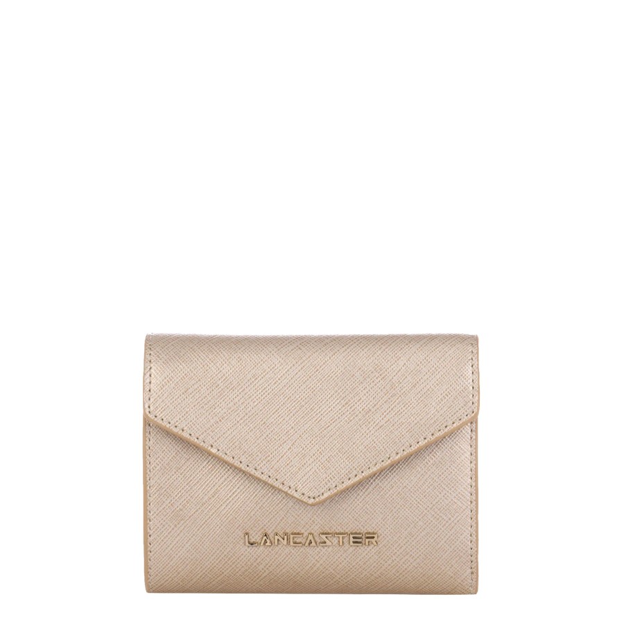 Femme Lancaster Portefeuille | Portefeuille En Cuir Saffiano Signature Lancaster Champagne