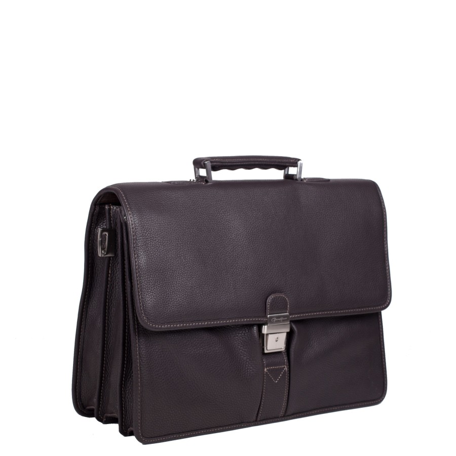 Homme Gerard Hénon Serviette/Cartable | Serviette-Cartable 3 Soufflets En Cuir Golf