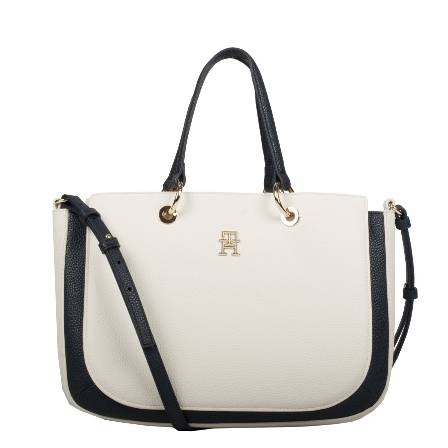 Femme Tommy Hilfiger Sac Porte Main | Sac A Main Th Emblem Tommy Hilfiger Blanc