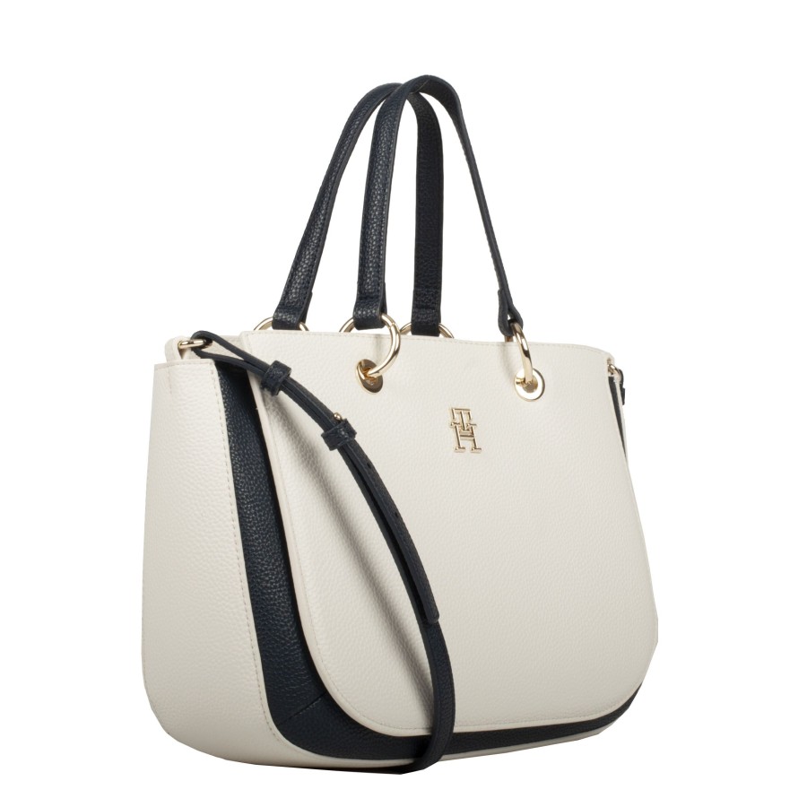 Femme Tommy Hilfiger Sac Porte Main | Sac A Main Th Emblem Tommy Hilfiger Blanc