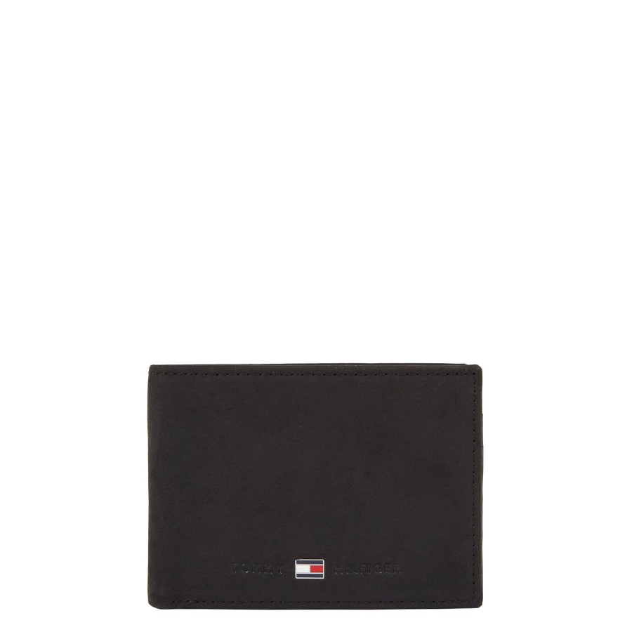 Homme Tommy Hilfiger Portefeuille | Petit Portefeuille En Cuir Johnson Tommy Hilfiger Noir