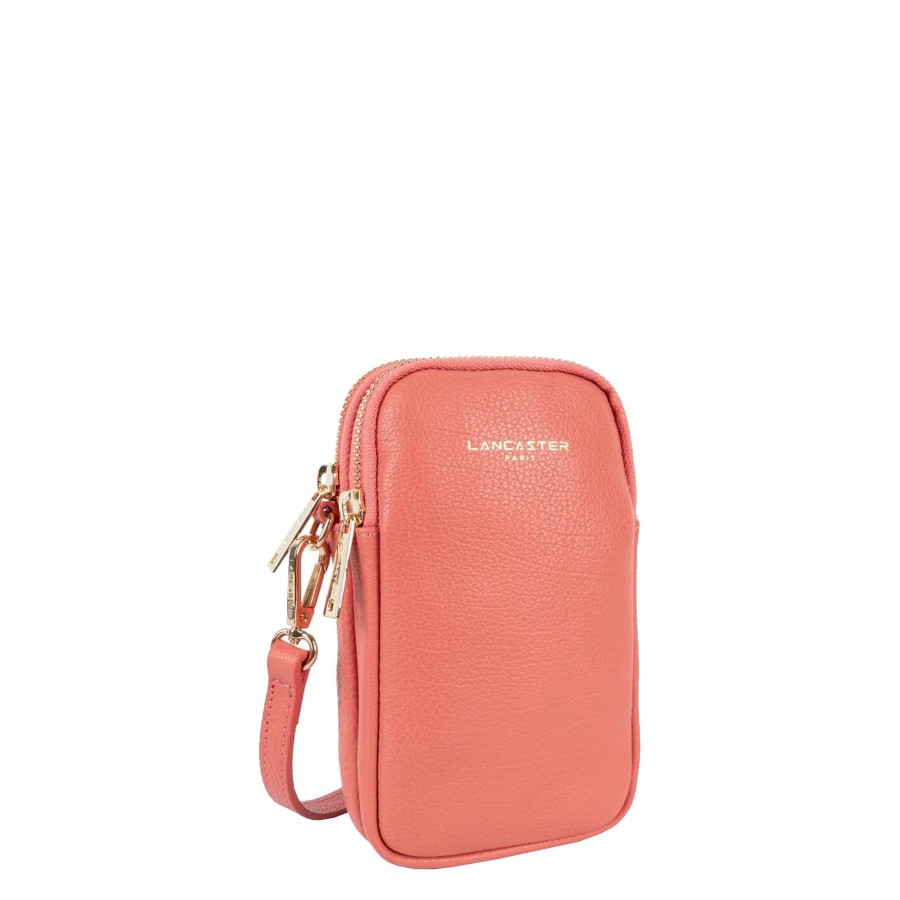 Femme Lancaster Pochette | Pochette Telephone En Cuir Dune Lancaster Rose Blush