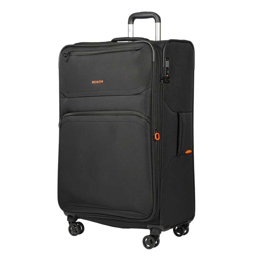 Bagages Bemon Valise 4 Roues Souple | Lot De 4 Valises En Toile 55Cm, 69Cm, 76Cm Et 88Cm Menton Bemon Noir