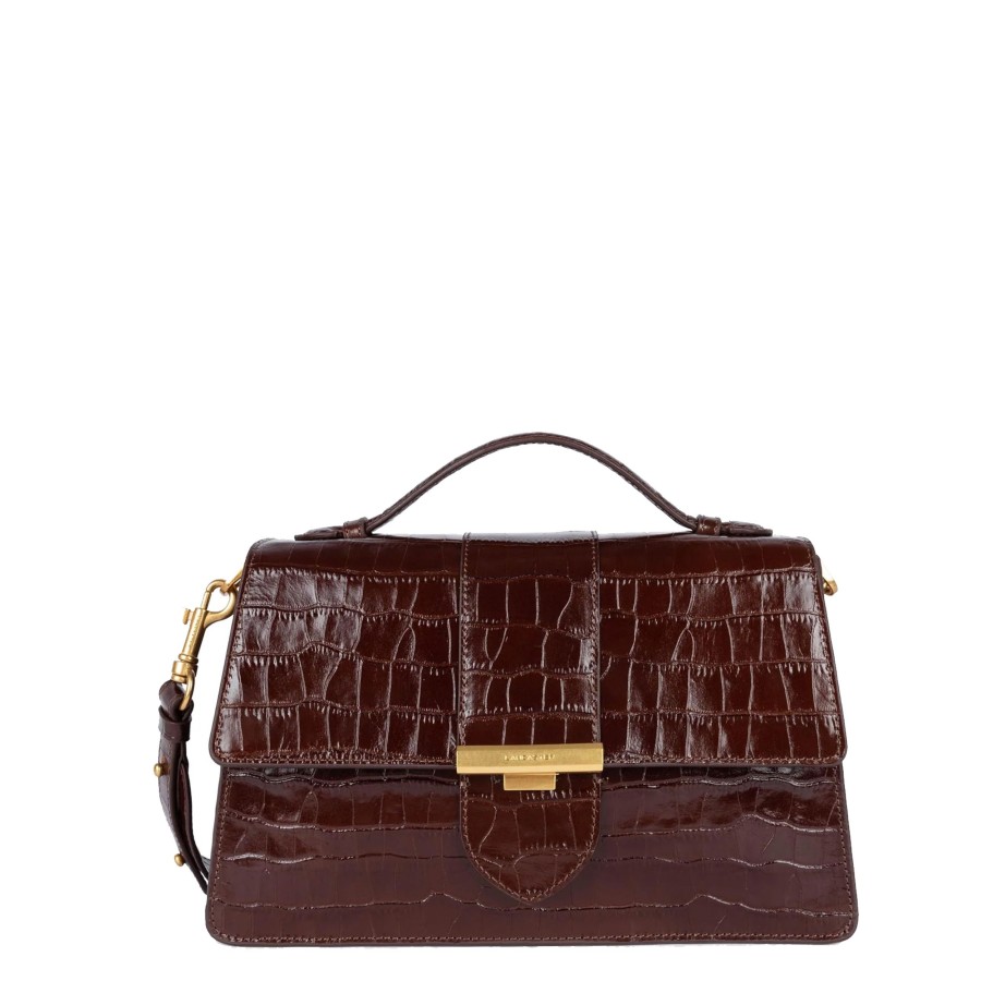 Femme Lancaster Sac Porte Main | Sac A Main En Cuir Exotic Ily Lancaster Marron