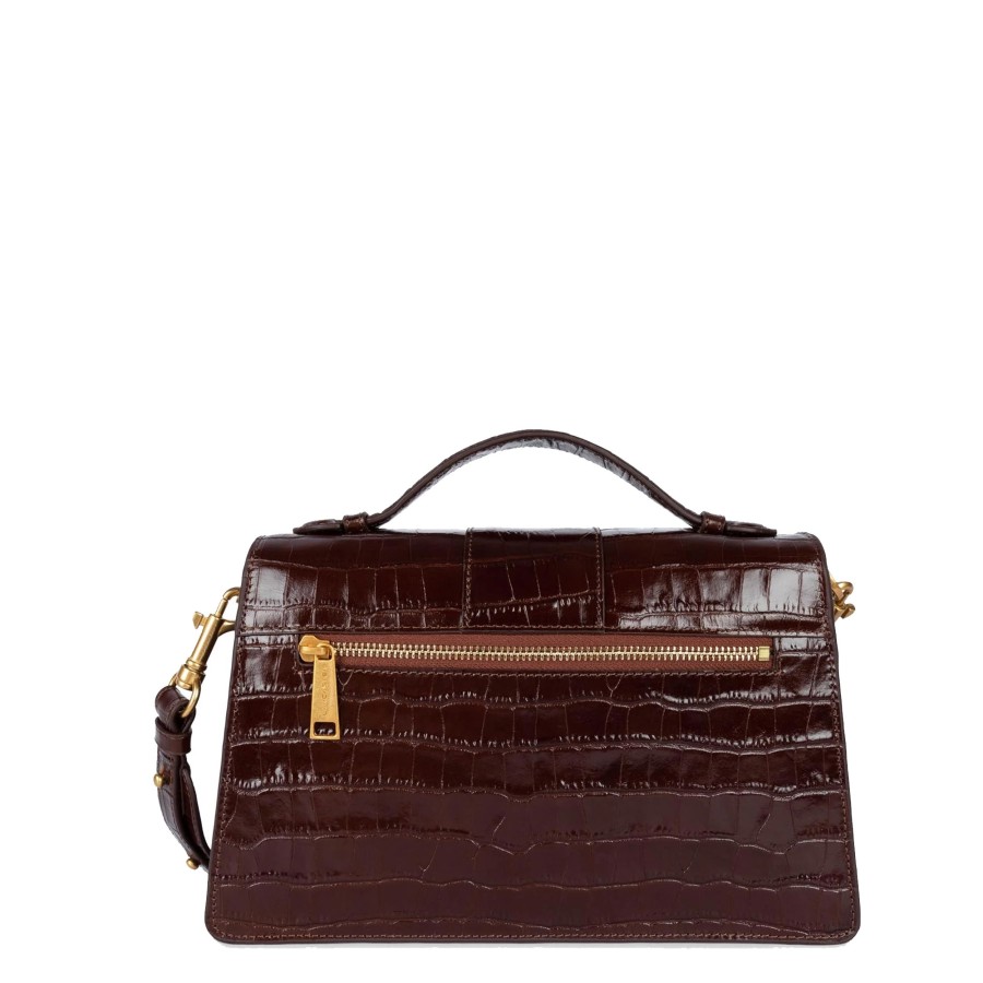 Femme Lancaster Sac Porte Main | Sac A Main En Cuir Exotic Ily Lancaster Marron