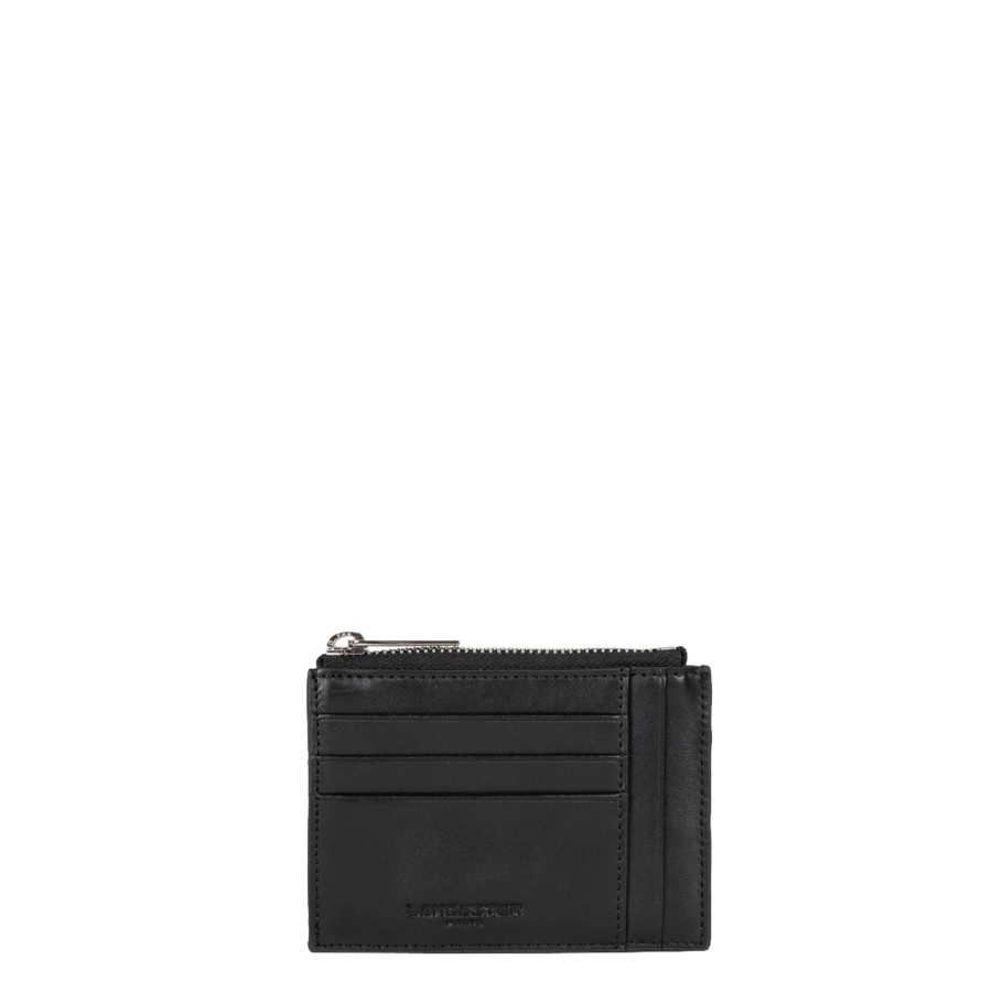 Femme Lancaster Porte Cartes | Porte Cartes En Cuir Paris Pm Lancaster Noir