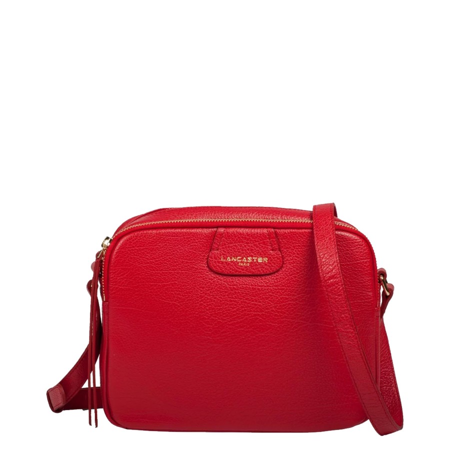 Femme Lancaster Pochette | Sac Travers En Cuir Dune Lancaster Rouge