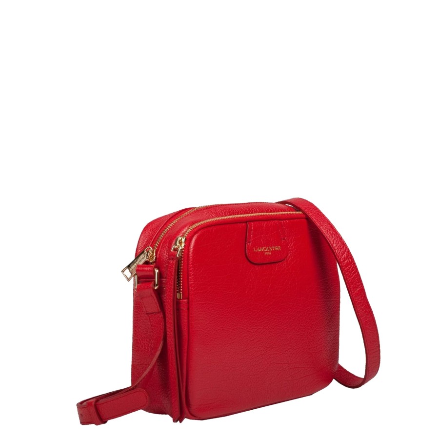 Femme Lancaster Pochette | Sac Travers En Cuir Dune Lancaster Rouge