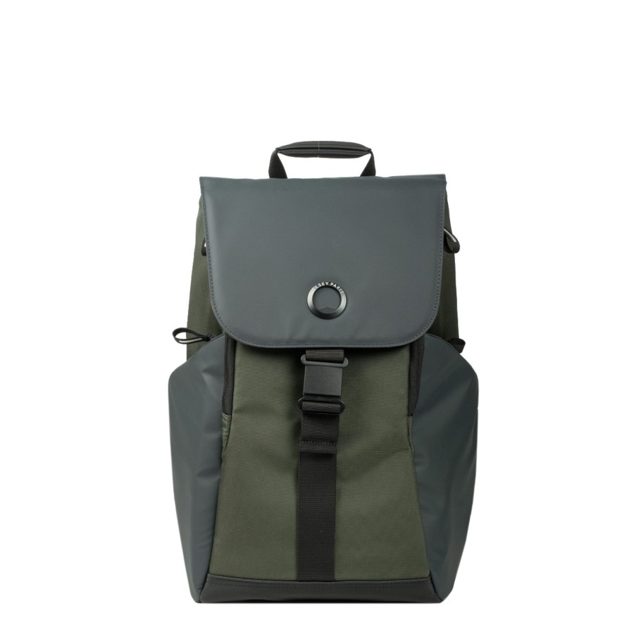 Homme Delsey Sac A Dos | Sac A Dos Army Securflap Delsey Vert