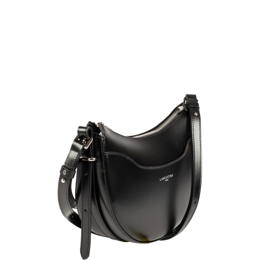 Femme Lancaster Sac Porte Epaule | Sac Demi Lune En Cuir Suave Ace Lancaster Noir