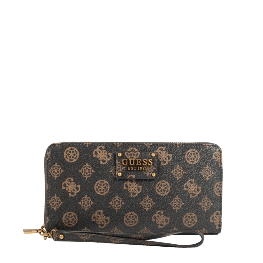 Femme Guess Portefeuille | Compagnon Mocha Logo Centre Stage Slg