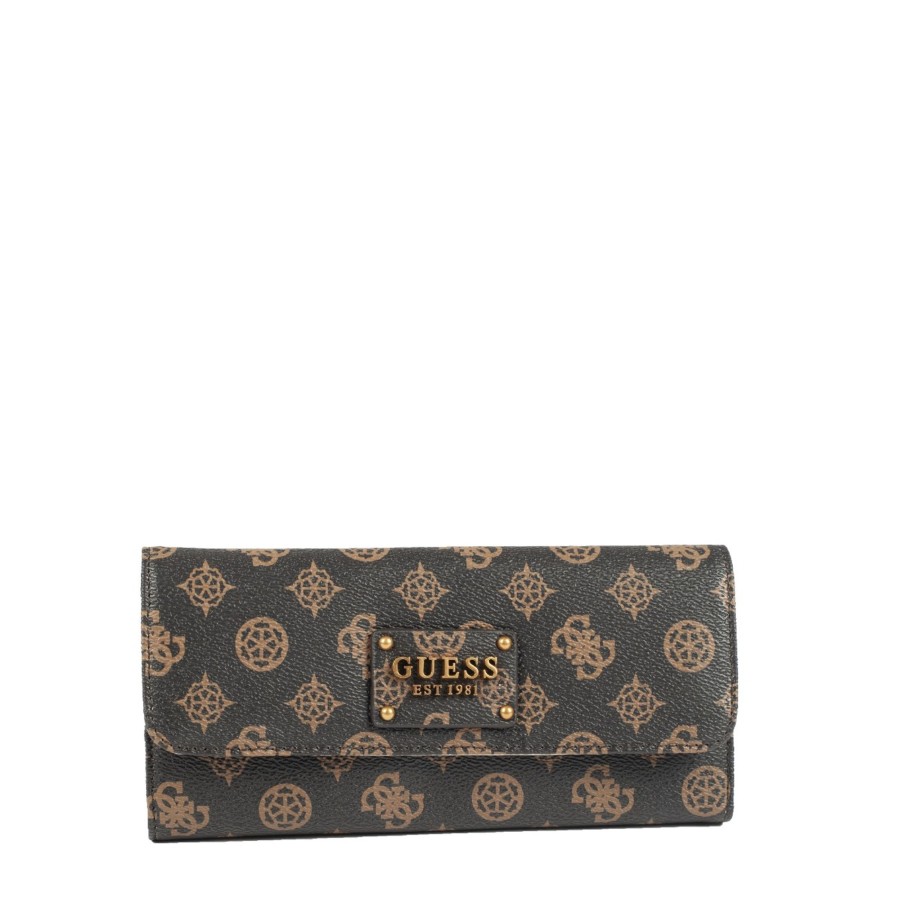 Femme Guess Portefeuille | Compagnon Mocha Logo Centre Stage Slg