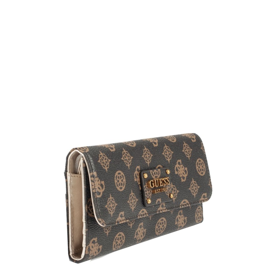 Femme Guess Portefeuille | Compagnon Mocha Logo Centre Stage Slg