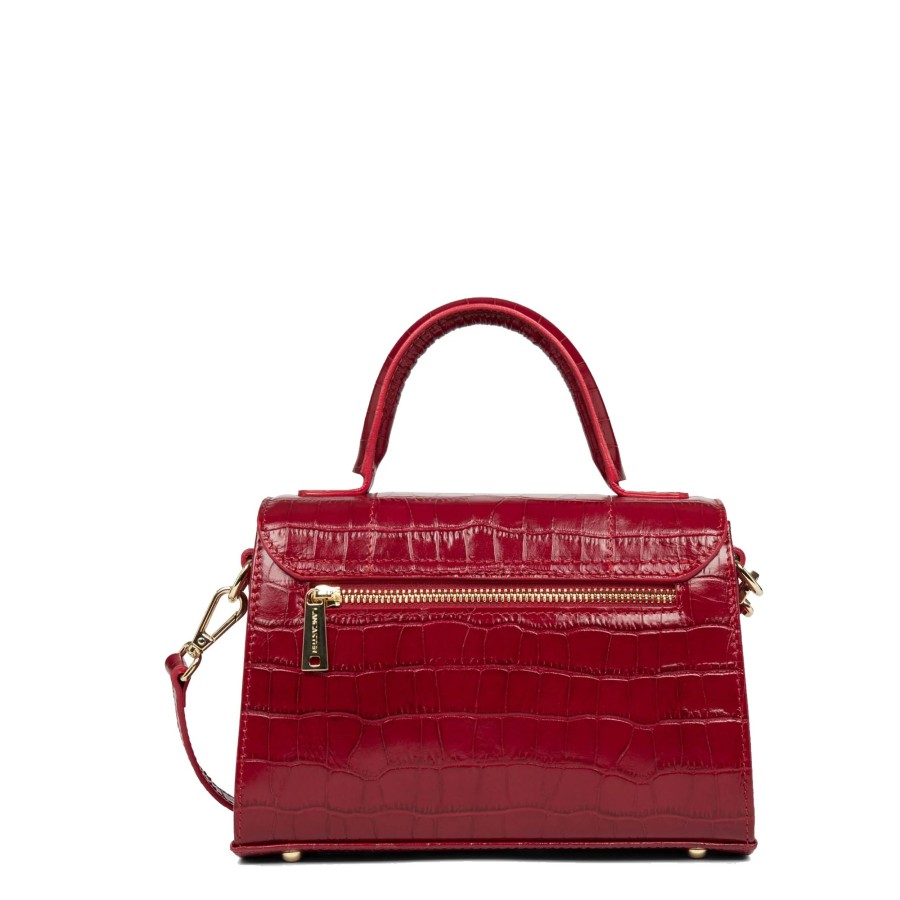 Femme Lancaster Sac Porte Main | Sac A Main En Cuir Exotic Trinity Lancaster Rouge