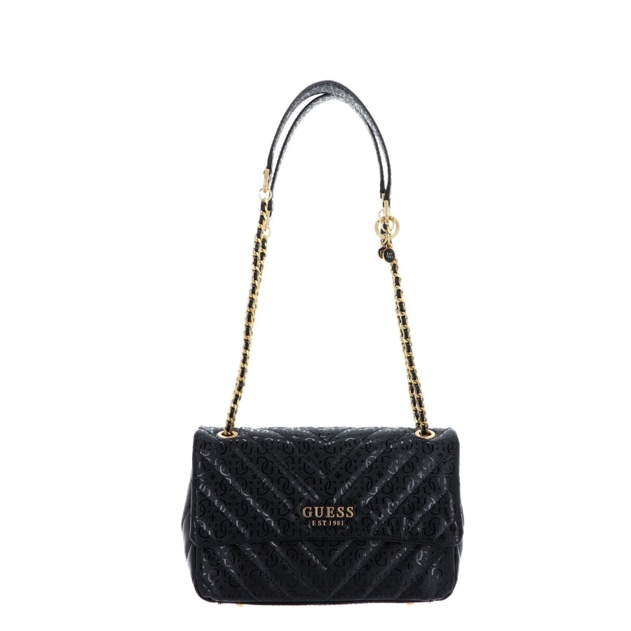 Femme Guess Sac Porte Bandouliere / Porte Travers | Sac Travers Jania Guess Noir