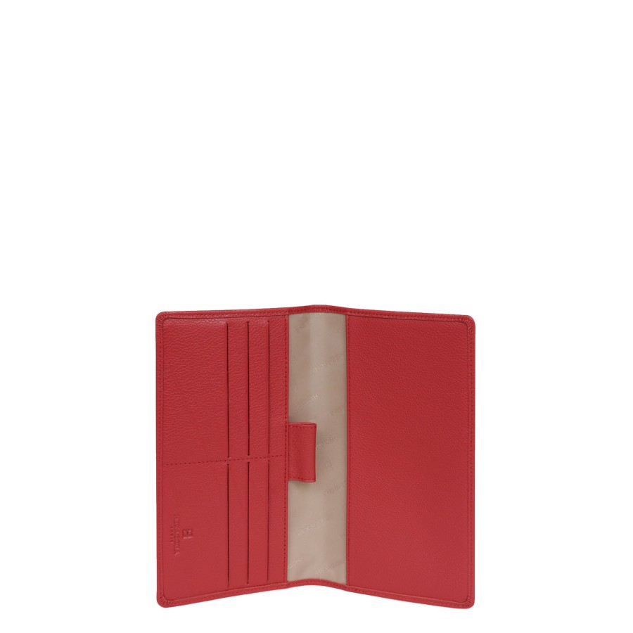 Femme Bemon Portefeuille | Porte Chequier En Cuir Confort Hexagona Rouge