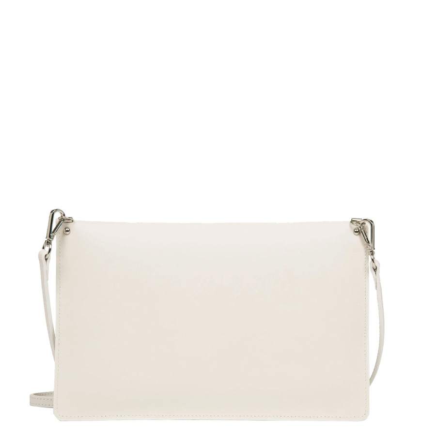 Femme Lancaster Pochette | Pochette En Cuir Pur Et Element City Lancaster Ecru In Champagne