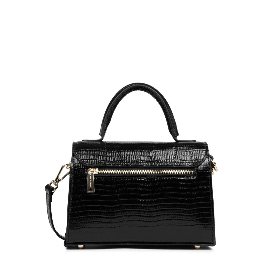 Femme Lancaster Sac Porte Main | Sac A Main En Cuir Exotic Trinity Lancaster Noir