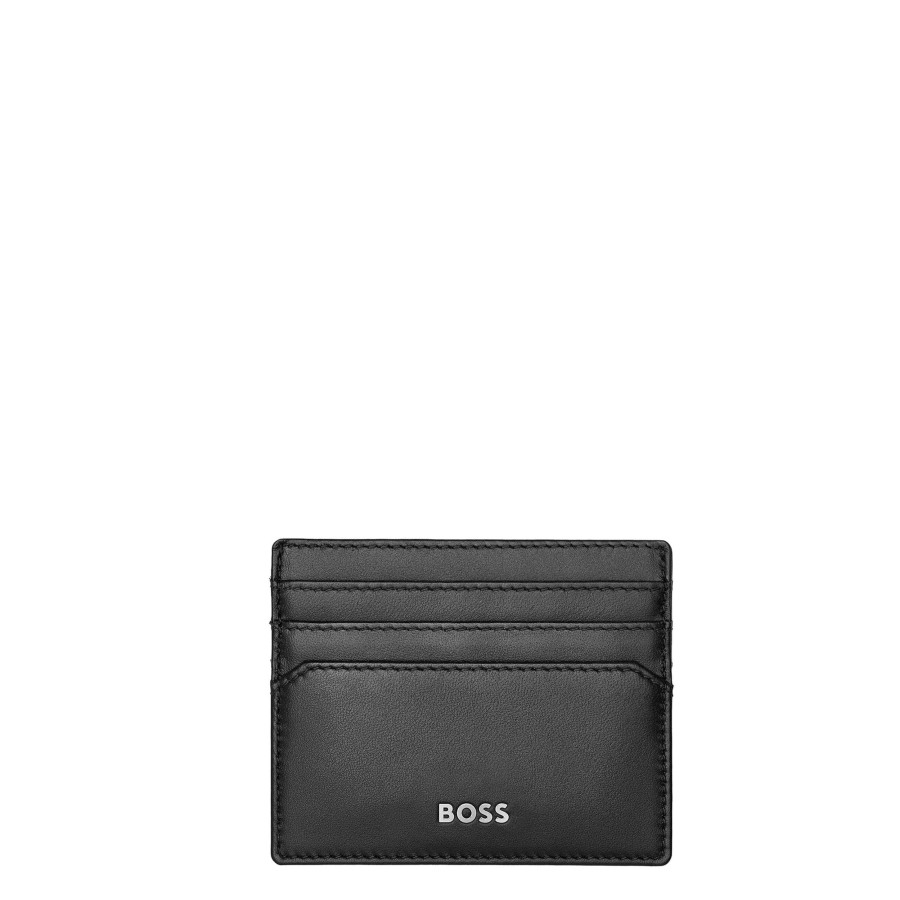 Homme Hugo Boss Porte Cartes | Porte Cartes En Cuir Classic Smooth Hugo Boss Noir