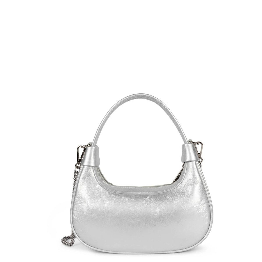 Femme Lancaster Sac Porte Main | Petit Sac A Main Hobo En Cuir Aura Lancaster Blanc Nacre