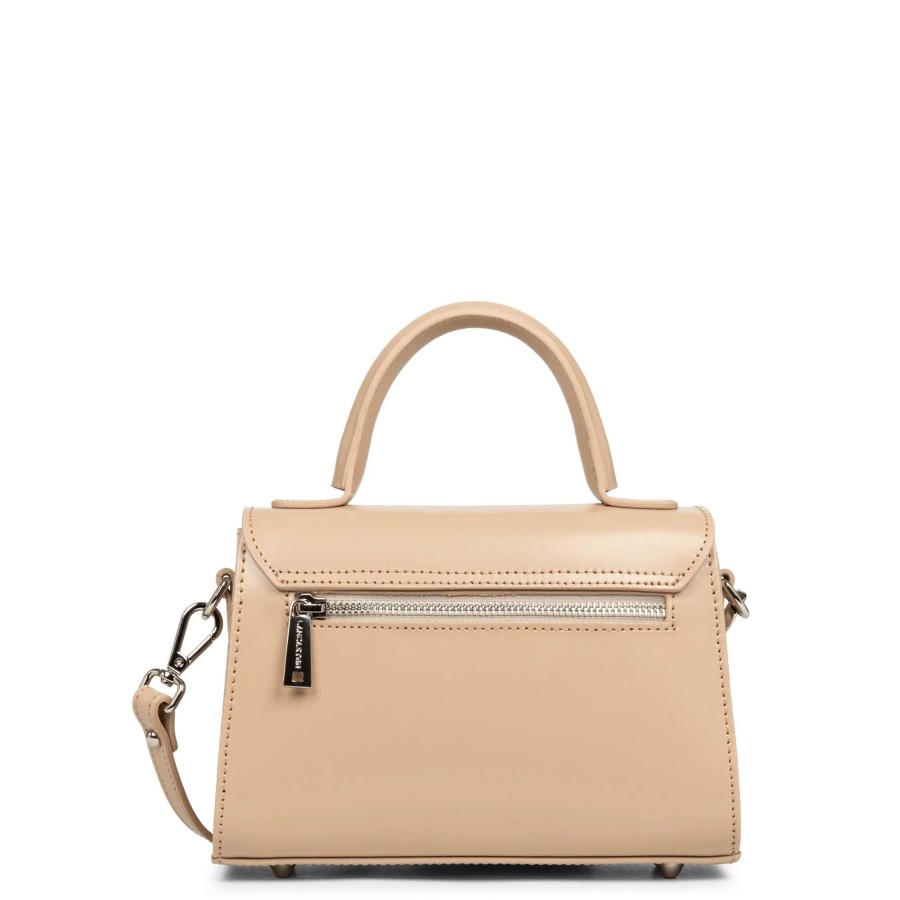 Femme Lancaster Sac Porte Main | Petit Sac A Main En Cuir Suave Even Lancaster Beige