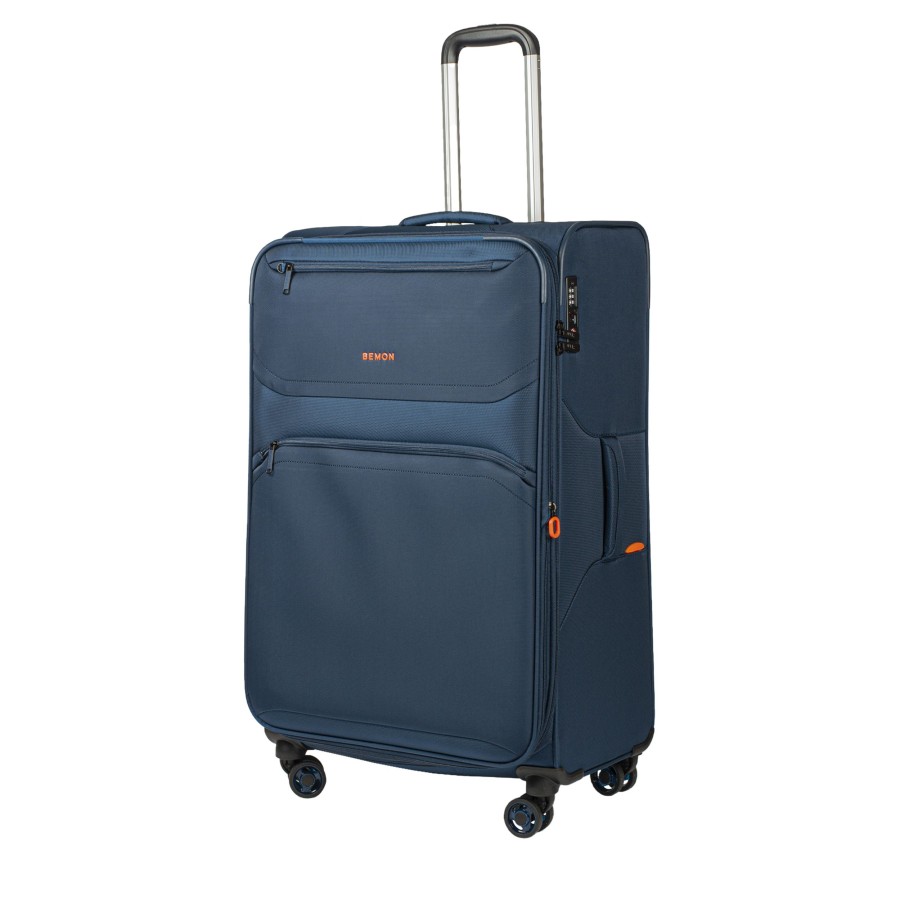 Bagages Bemon Valise 4 Roues Souple | Lot De 3 Valises En Toile 55Cm , 69Cm Et 76Cm Menton Bemon Bleu