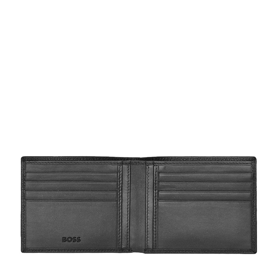 Homme Hugo Boss Porte Cartes | Porte Cartes En Cuir Classic Grained Hugo Boss Noir