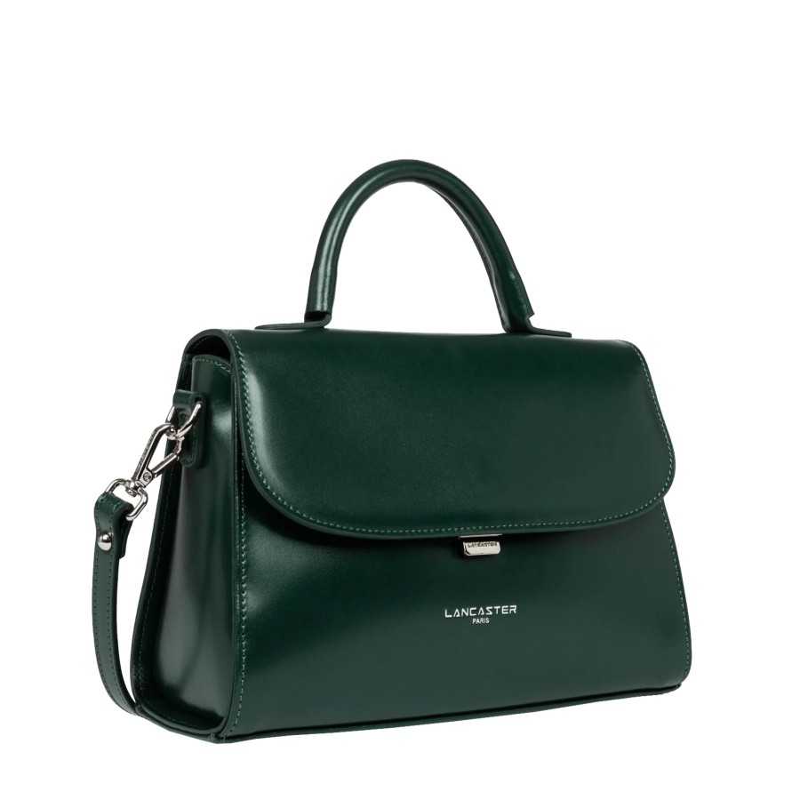 Femme Lancaster Sac Porte Main | Sac A Main En Cuir Suave Even Lancaster Vert